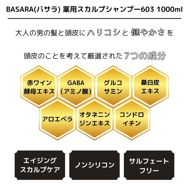 BASARA(バサラ) 薬用スカルプシャンプー603 詰め替え1000ml