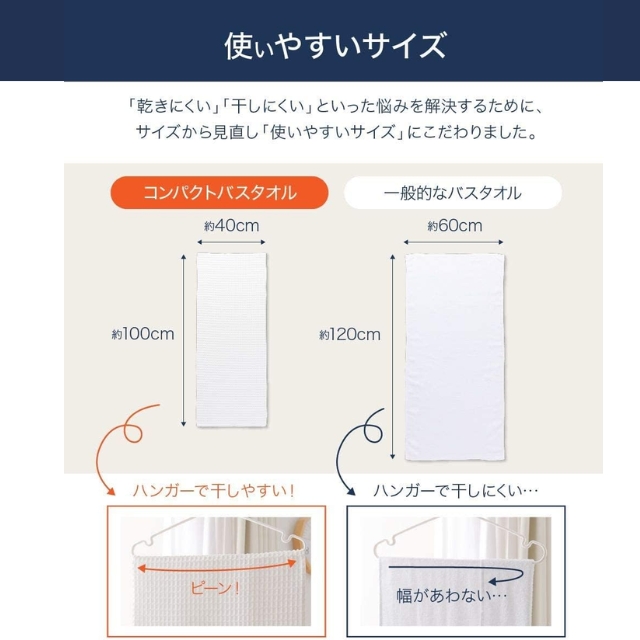 【特価】ミクロピュア コンパクトバスタオル ネイビー 2枚セット**