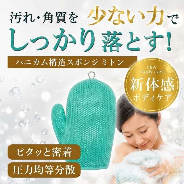 ハニカム構造スポンジ ミトン**